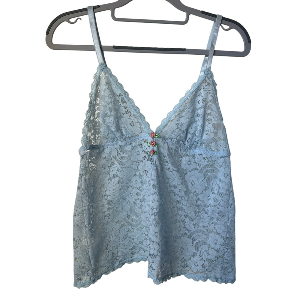 Blue Lace Lingerie Top - Small